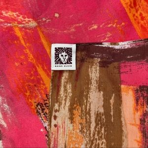 Anne Klein Pink, Brown, and Orange Square Scarf